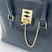 Céline Borsa a mano in pelle nera vintage con chiusura bijoux oro