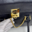 Céline Borsa a mano in pelle nera vintage con chiusura bijoux oro