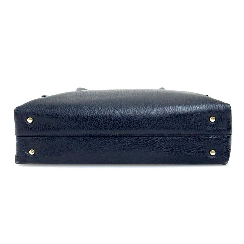 Céline Borsa a mano in pelle nera vintage con chiusura bijoux oro