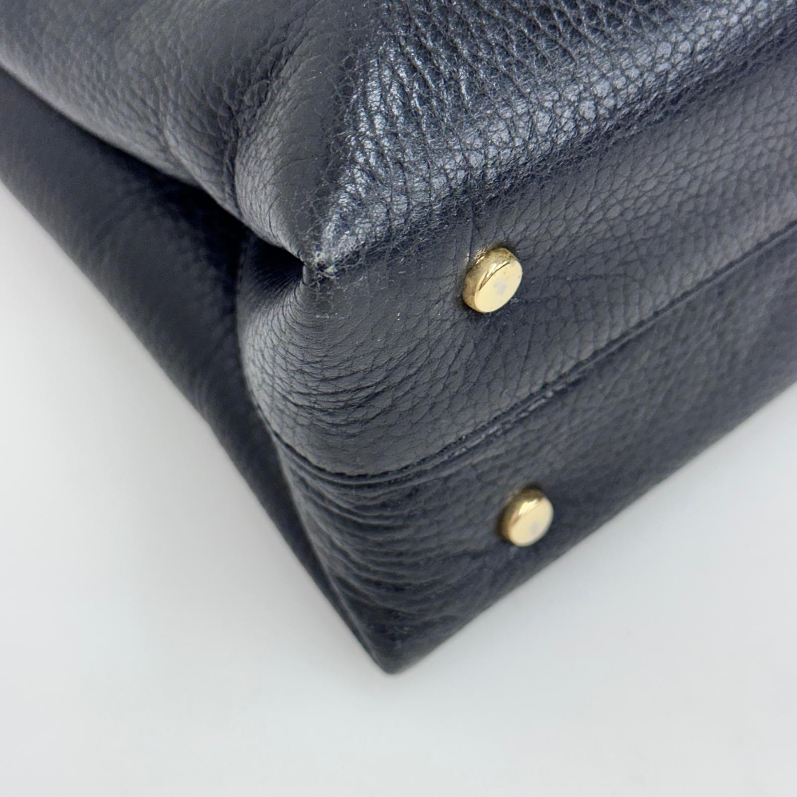 Céline Borsa a mano in pelle nera vintage con chiusura bijoux oro