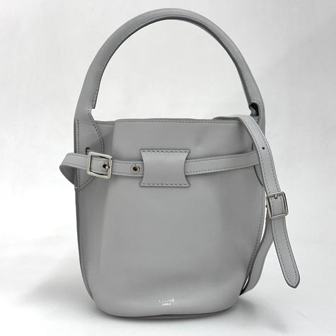 Céline Borsa a spalla Nano Bucket grigia in pelle liscia