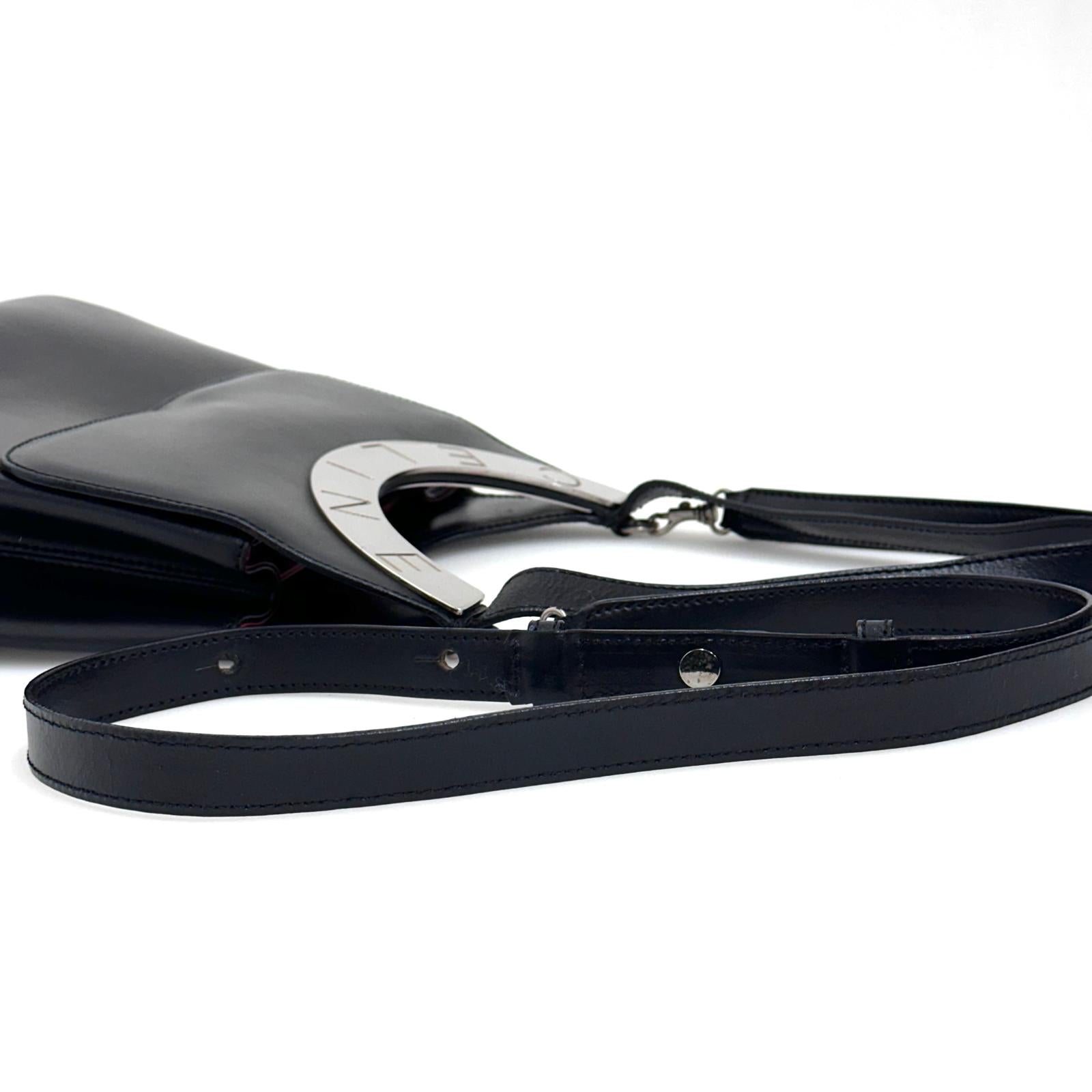 Céline C Phoebe Philo borsa a spalla in pelle nera a due vie