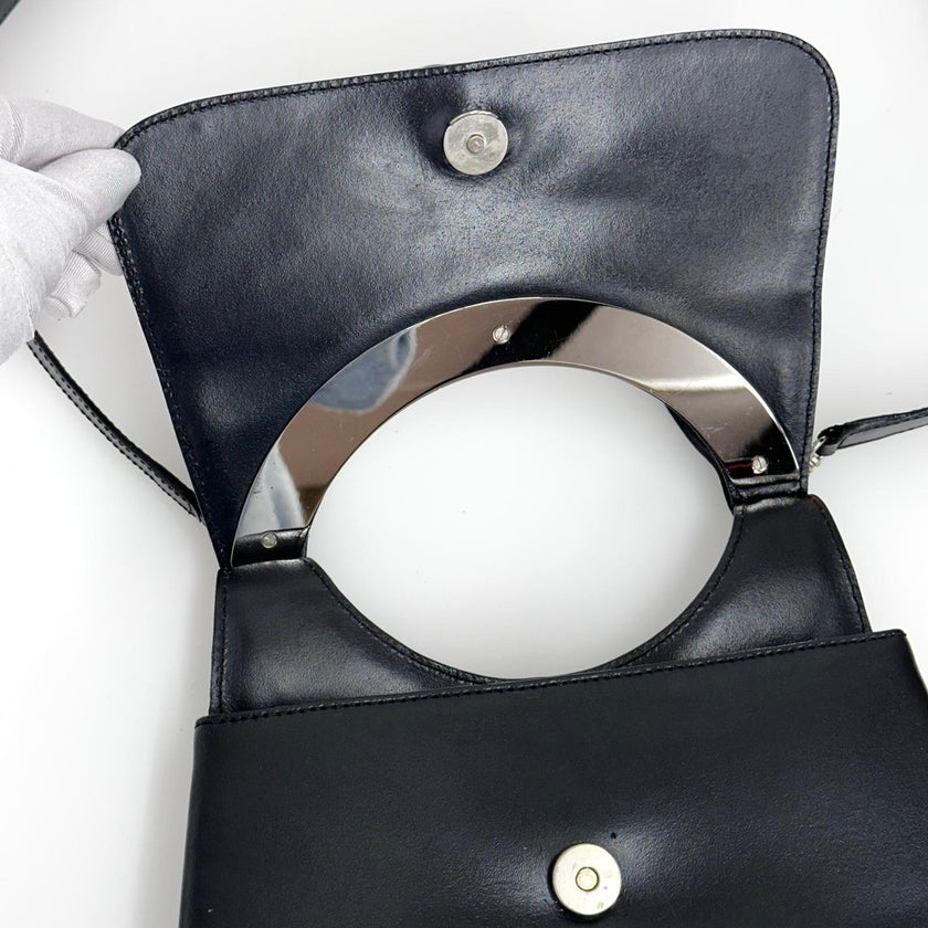 Céline C Phoebe Philo borsa a spalla in pelle nera a due vie