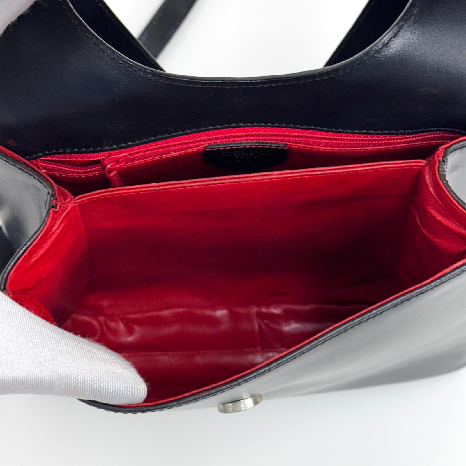 Céline C Phoebe Philo borsa a spalla in pelle nera a due vie