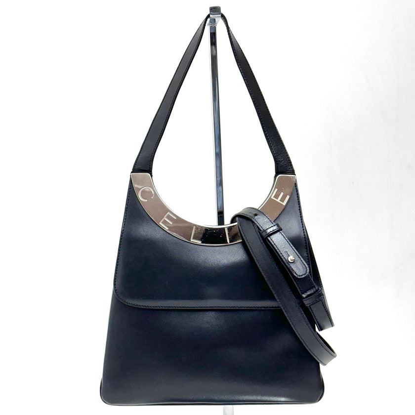 Céline C Phoebe Philo borsa a spalla in pelle nera a due vie