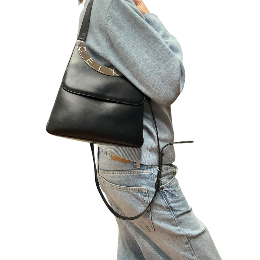 Céline C Phoebe Philo borsa a spalla in pelle nera a due vie