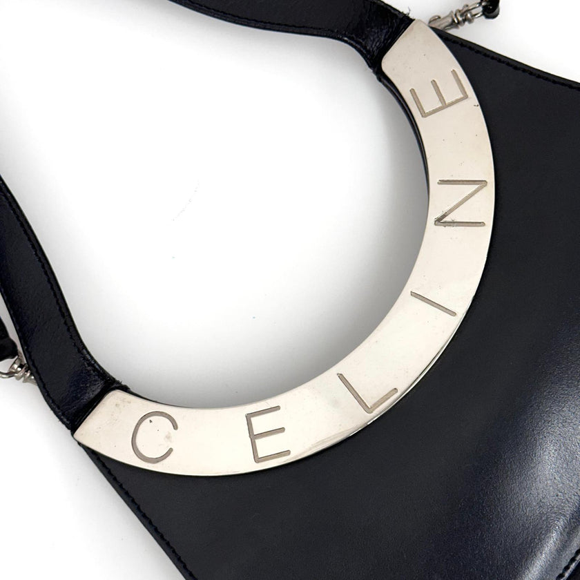 Céline C Phoebe Philo borsa a spalla in pelle nera a due vie