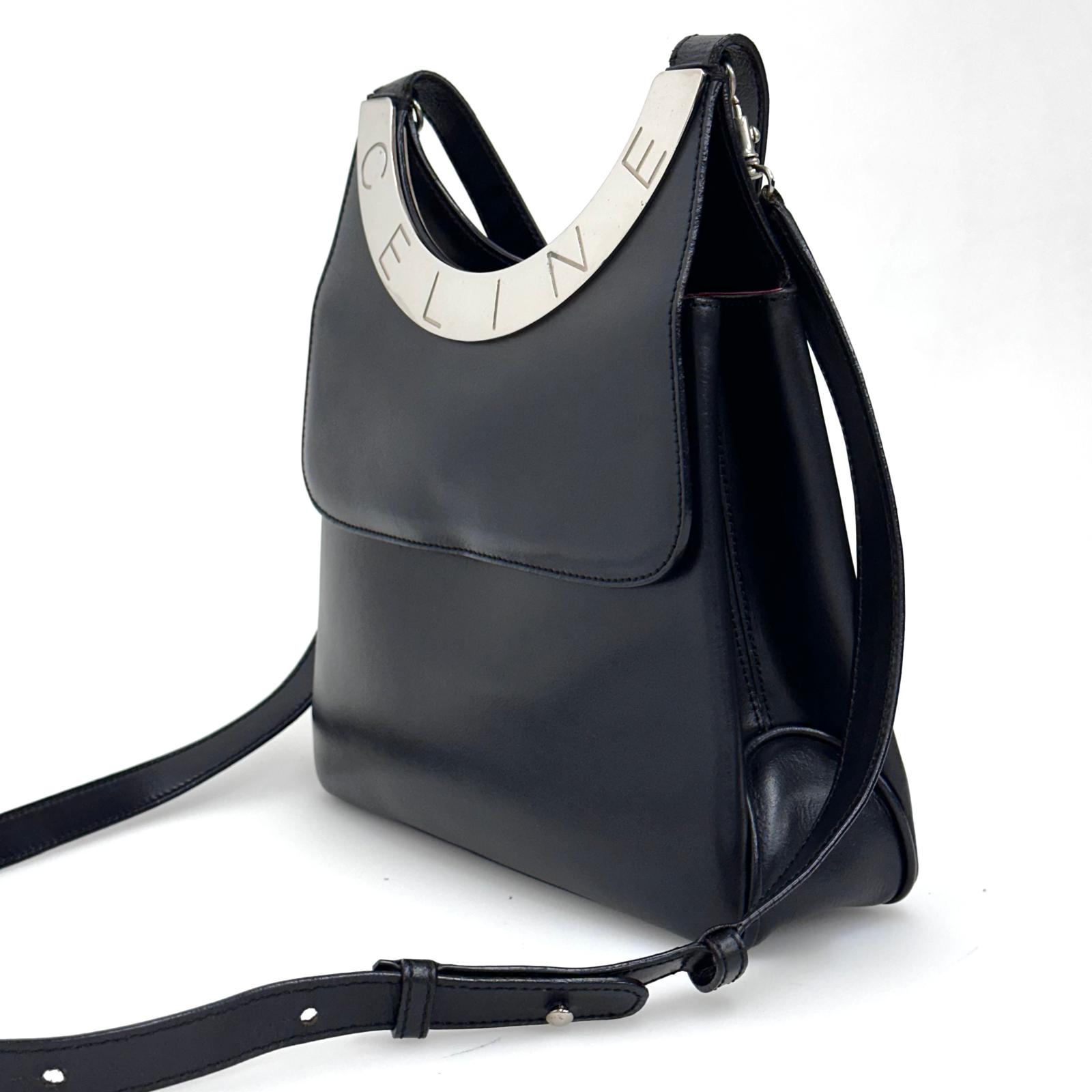 Céline C Phoebe Philo borsa a spalla in pelle nera a due vie