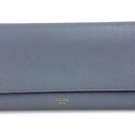 Celine Large Flap Wallet in Pelle di Vitello Granata Grigio