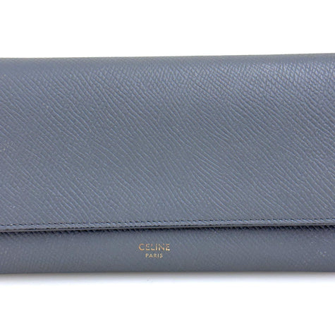 Celine Large Flap Wallet in Pelle di Vitello Granata Grigio