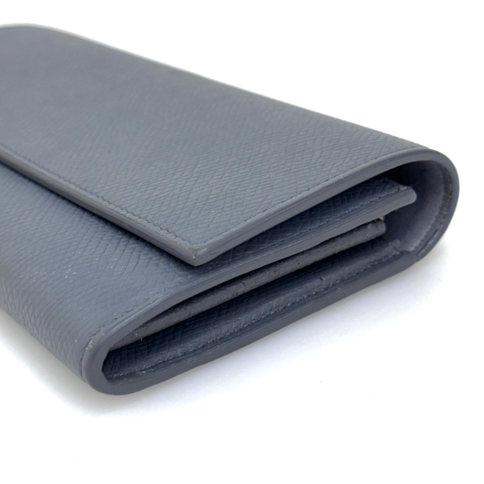 Celine Large Flap Wallet in Pelle di Vitello Granata Grigio