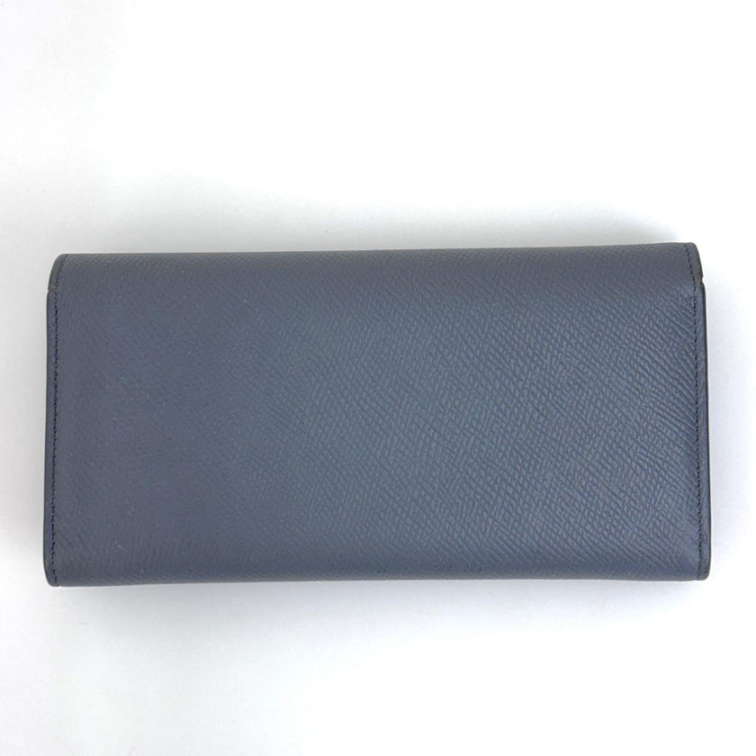 Celine Large Flap Wallet in Pelle di Vitello Granata Grigio