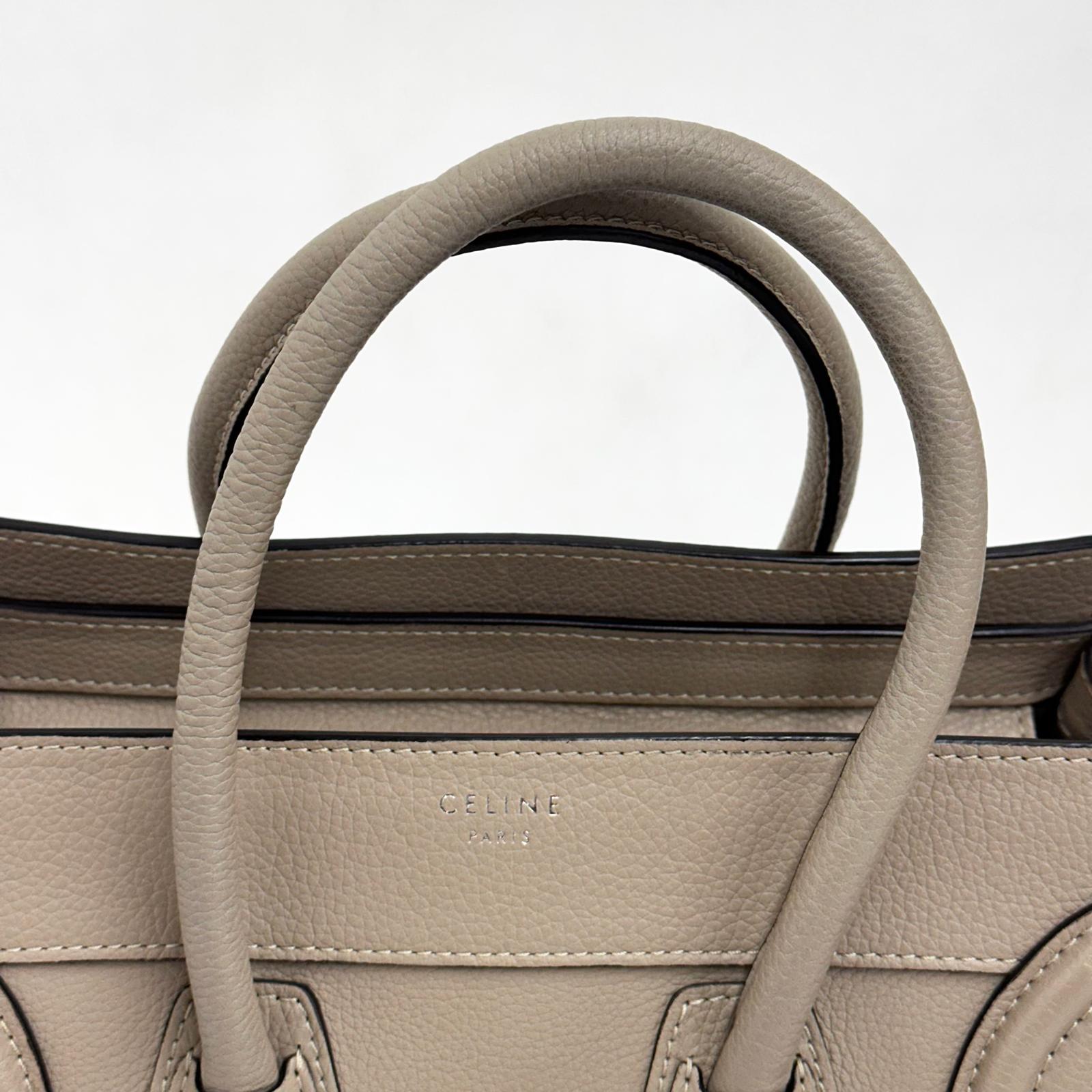 Céline borsa a mano Luggage Micro in pelle beige