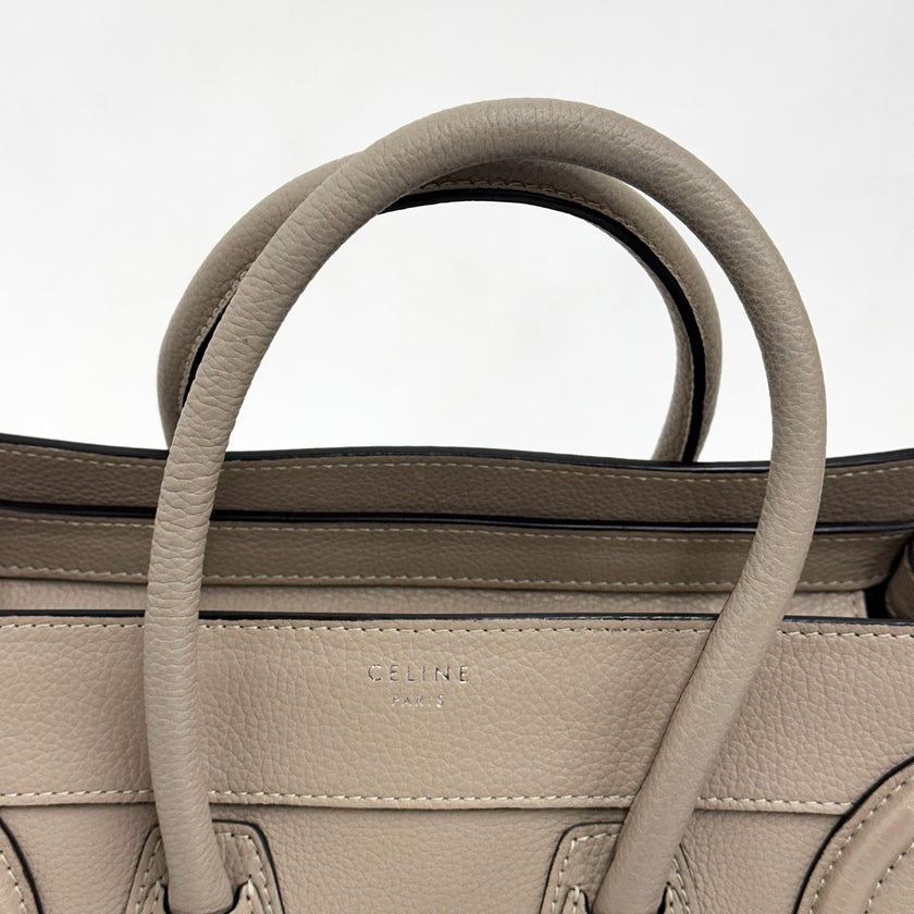 Céline borsa a mano Luggage Micro in pelle beige