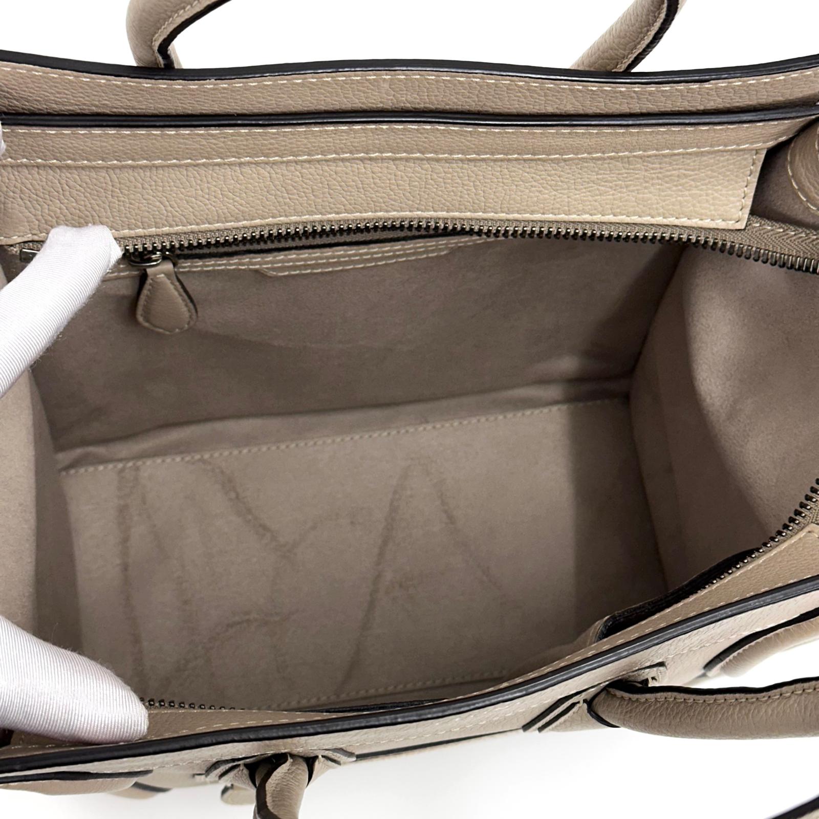 Céline borsa a mano Luggage Micro in pelle beige