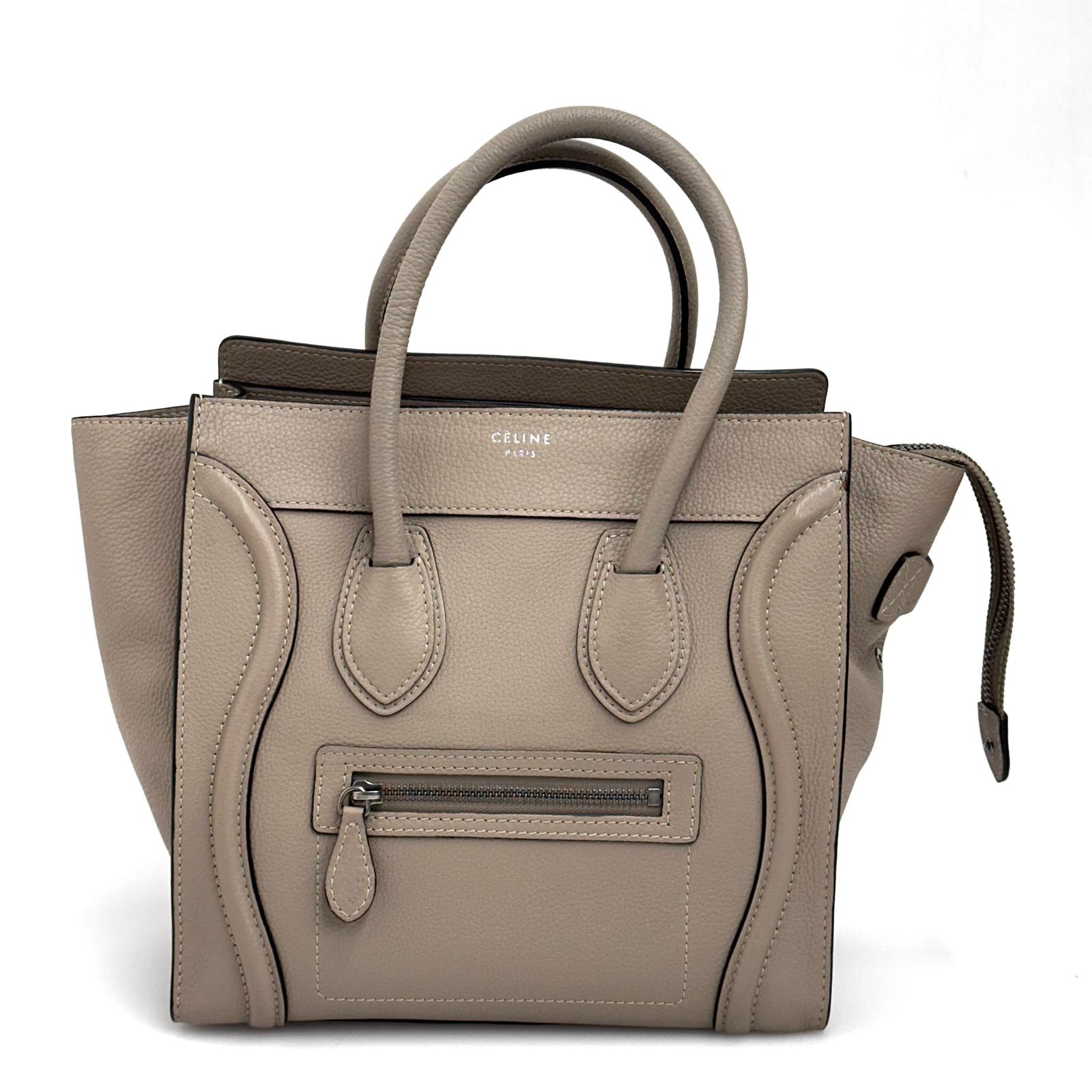 Céline borsa a mano Luggage Micro in pelle beige