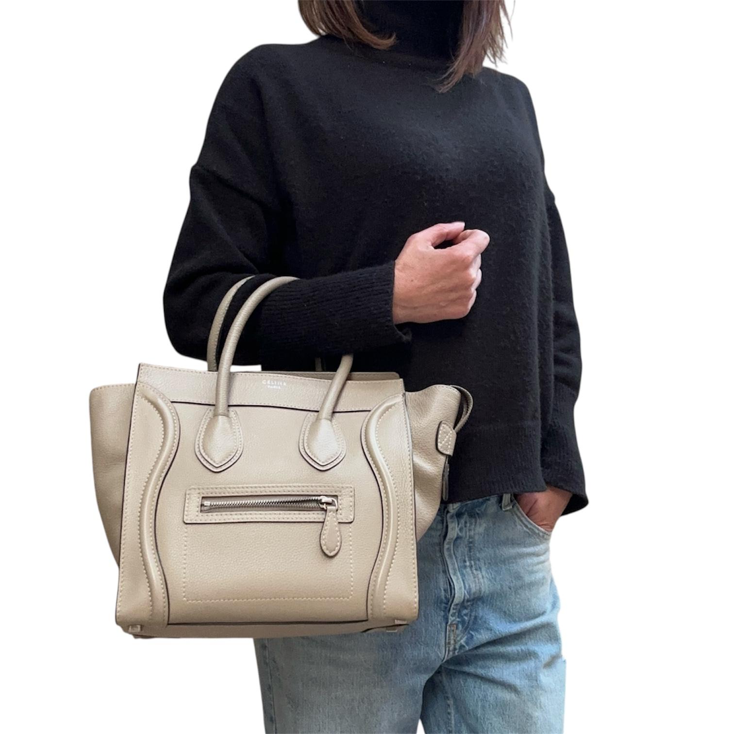 Céline borsa a mano Luggage Micro in pelle beige