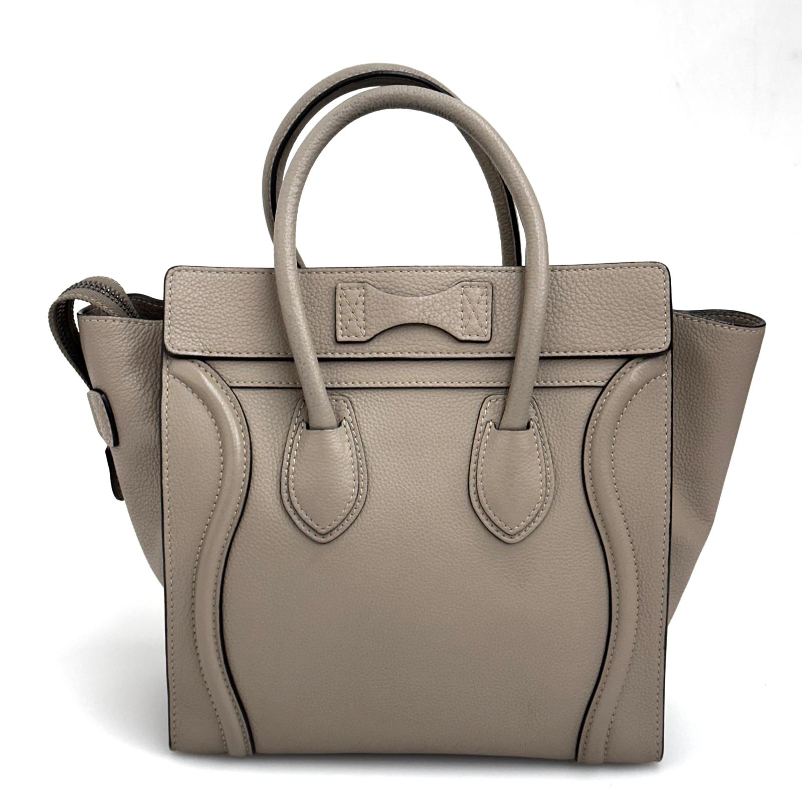 Céline borsa a mano Luggage Micro in pelle beige