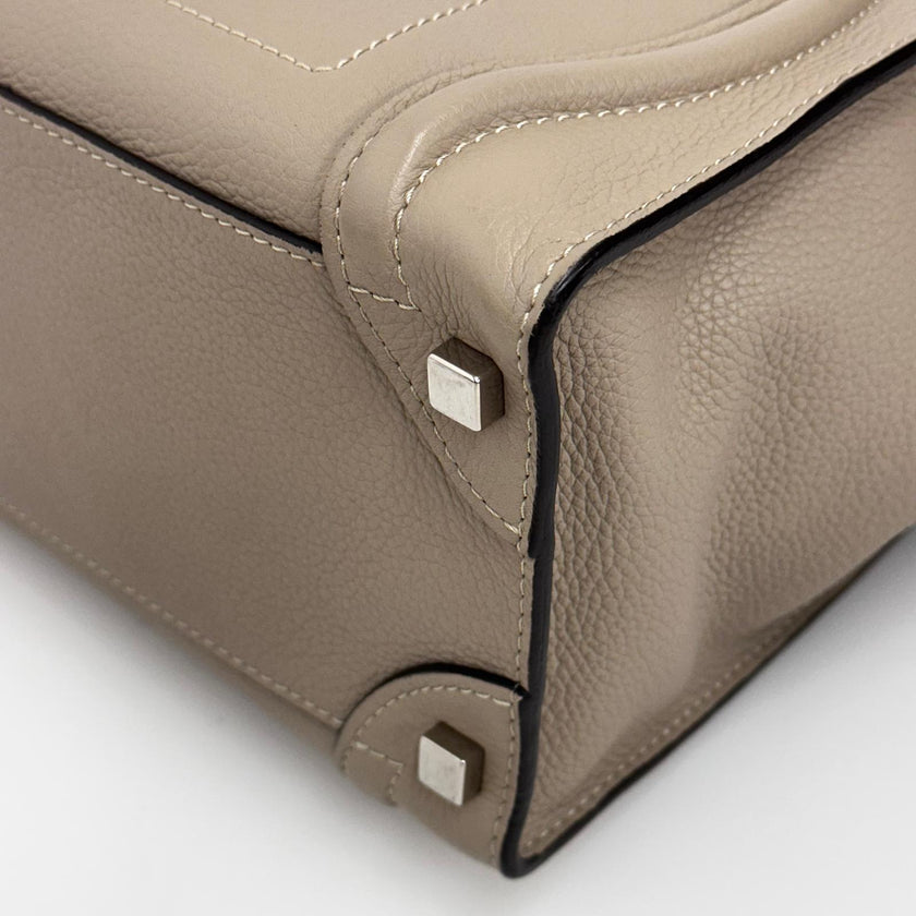 Céline borsa a mano Luggage Micro in pelle beige