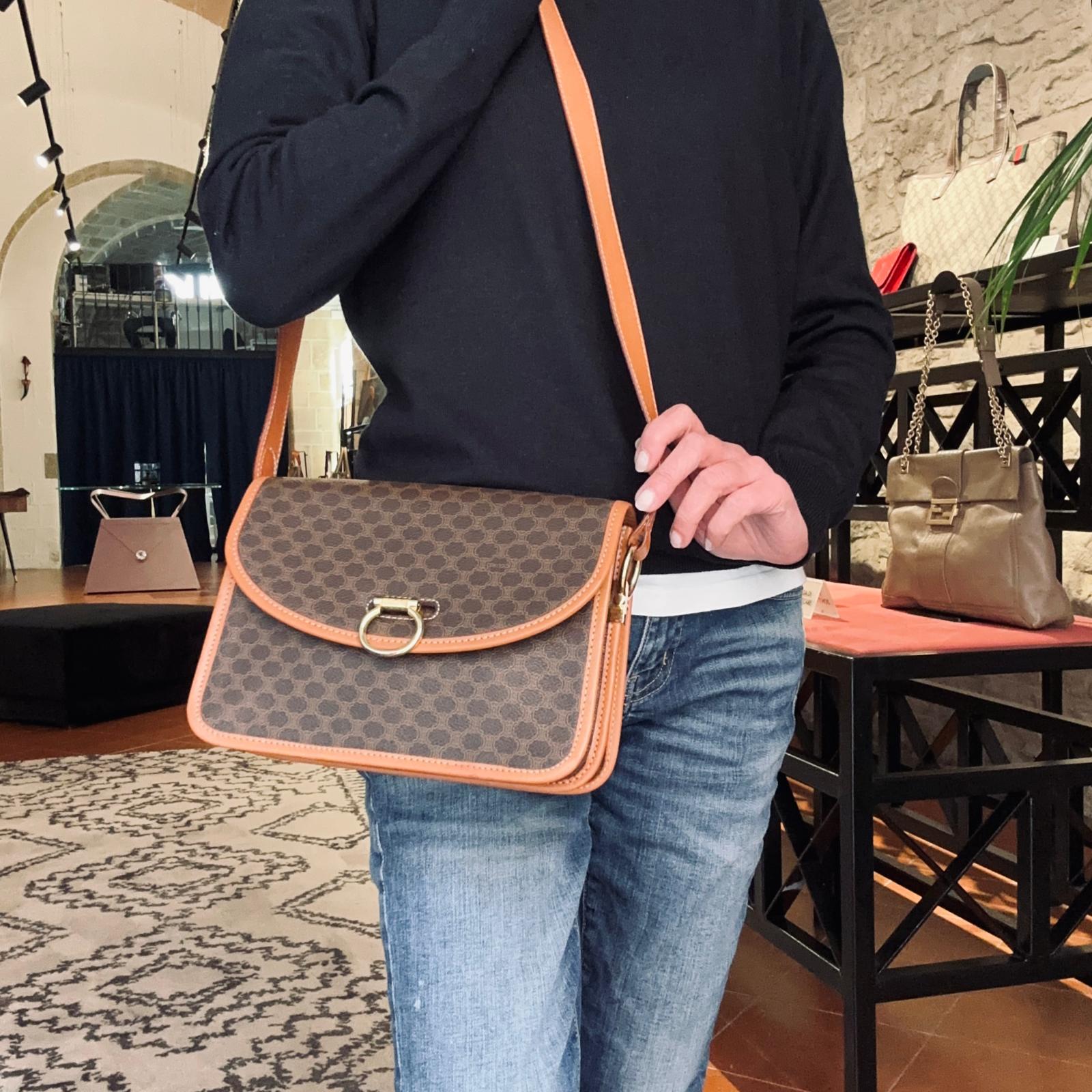 Céline borsa tracolla Macadam canvas e pelle