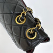 Chanel Borsa Classic Flap 25 in Pelle Nera con Finiture in Oro 24k
