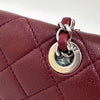 Chanel Borsa Classica Single Flap in Pelle Bordeaux con Finiture Bicolore Oro e Argento