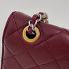 Chanel Borsa Classica Single Flap in Pelle Bordeaux con Finiture Bicolore Oro e Argento