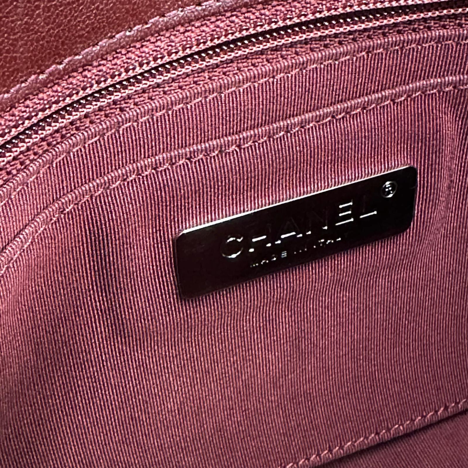 Chanel Borsa Classica Single Flap in Pelle Bordeaux con Finiture Bicolore Oro e Argento
