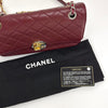 Chanel Borsa Classica Single Flap in Pelle Bordeaux con Finiture Bicolore Oro e Argento