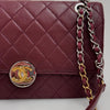 Chanel Borsa Classica Single Flap in Pelle Bordeaux con Finiture Bicolore Oro e Argento