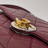 Chanel Borsa Classica Single Flap in Pelle Bordeaux con Finiture Bicolore Oro e Argento