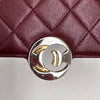 Chanel Borsa Classica Single Flap in Pelle Bordeaux con Finiture Bicolore Oro e Argento