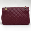Chanel Borsa Classica Single Flap in Pelle Bordeaux con Finiture Bicolore Oro e Argento