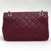 Chanel Borsa Classica Single Flap in Pelle Bordeaux con Finiture Bicolore Oro e Argento