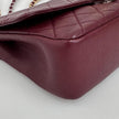 Chanel Borsa Classica Single Flap in Pelle Bordeaux con Finiture Bicolore Oro e Argento