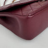 Chanel Borsa Classica Single Flap in Pelle Bordeaux con Finiture Bicolore Oro e Argento