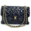 Chanel Borsa Double Flap 30 cm in pelle verniciata nera vintage 1996-1997