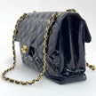 Chanel Borsa Double Flap 30 cm in pelle verniciata nera vintage 1996-1997