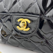 Chanel Borsa Double Flap 30 cm in pelle verniciata nera vintage 1996-1997