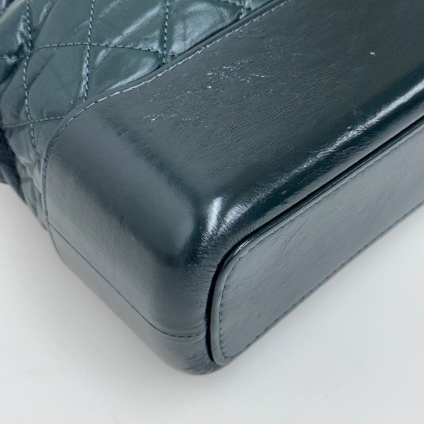 Chanel Borsa Gabrielle Media in Pelle Matelassé Verde Scuro