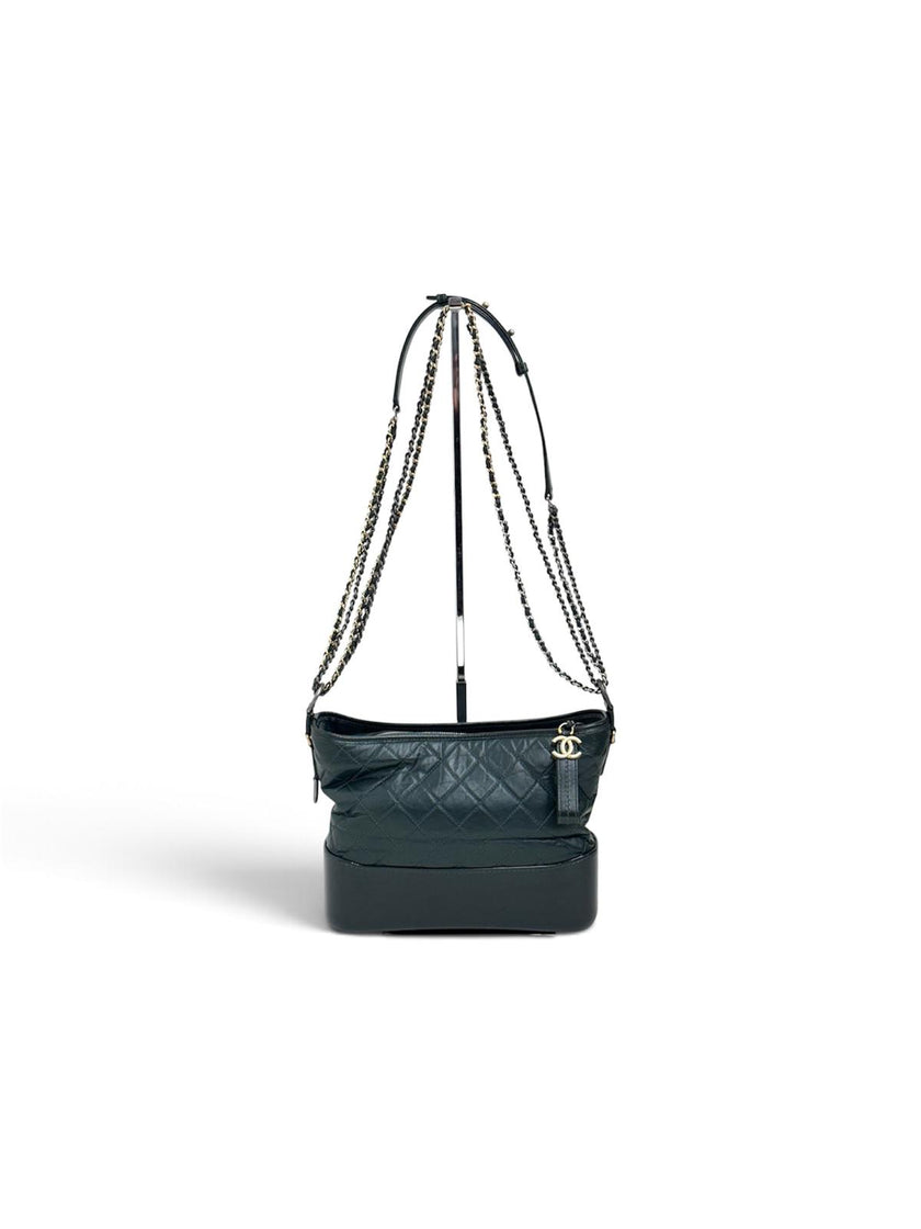 Chanel Borsa Gabrielle Media in Pelle Matelassé Verde Scuro