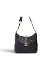 Chanel Borsa Hobo Vintage Matelassé Nera con Maxi Logo CC Dorato