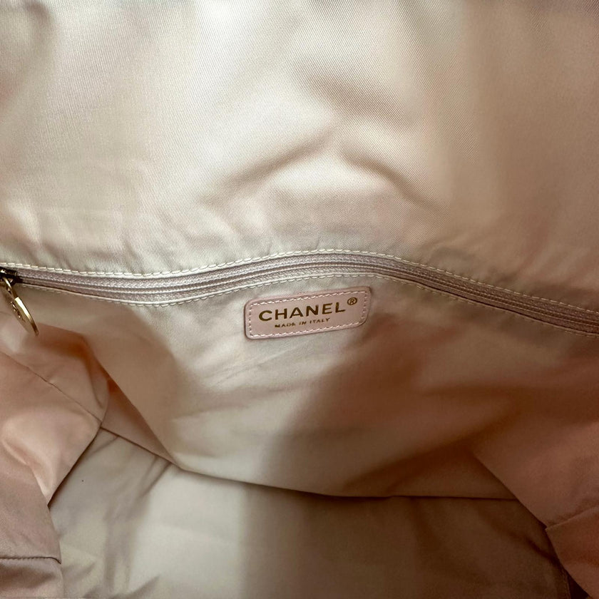 Chanel Borsa Shopper Linea Viaggio in Jacquard Rosa Anni 2000