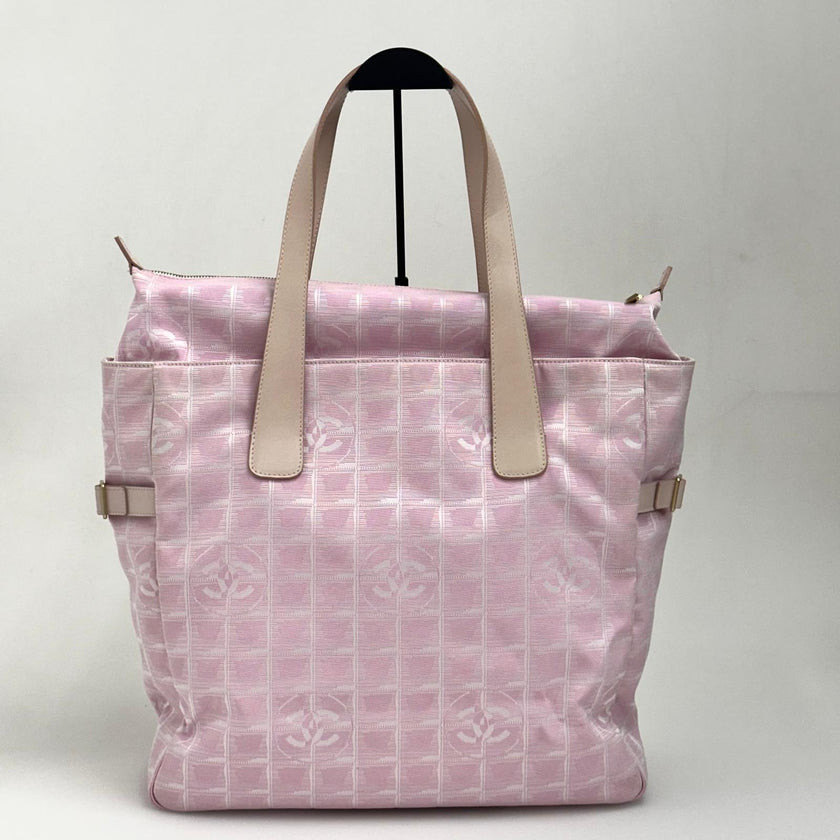 Chanel Borsa Shopper Linea Viaggio in Jacquard Rosa Anni 2000