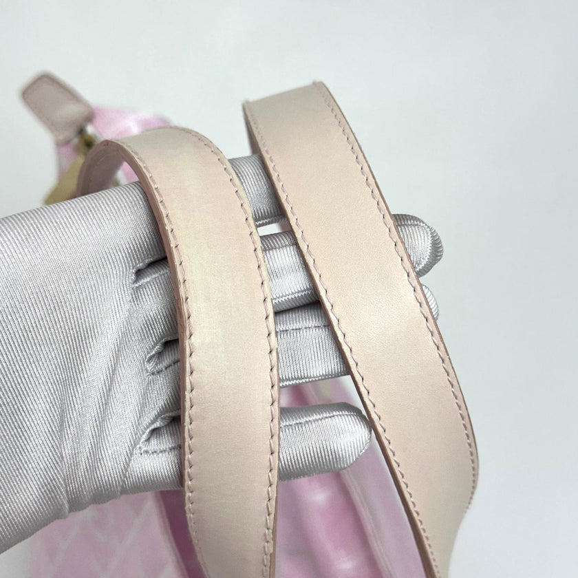 Chanel Borsa Shopper Linea Viaggio in Jacquard Rosa Anni 2000