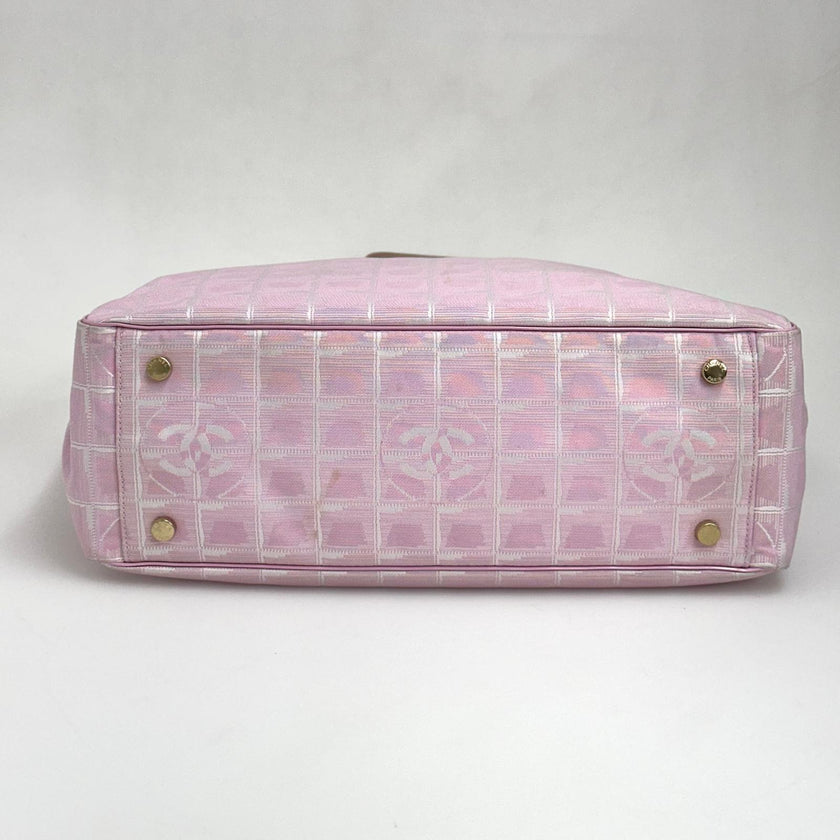 Chanel Borsa Shopper Linea Viaggio in Jacquard Rosa Anni 2000