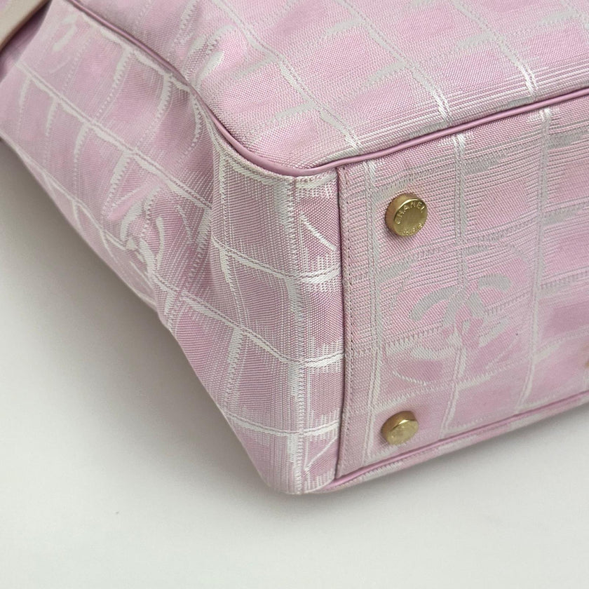 Chanel Borsa Shopper Linea Viaggio in Jacquard Rosa Anni 2000