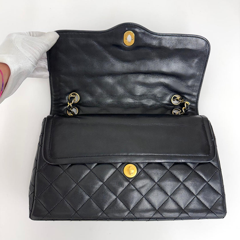 Chanel Borsa Timeless Classic Double Flap Limited Paris Vintage in pelle nera