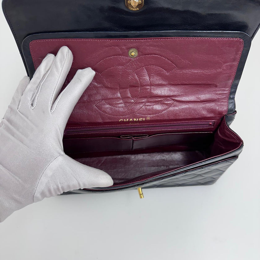 Chanel Borsa Timeless Classic Double Flap Limited Paris Vintage in pelle nera