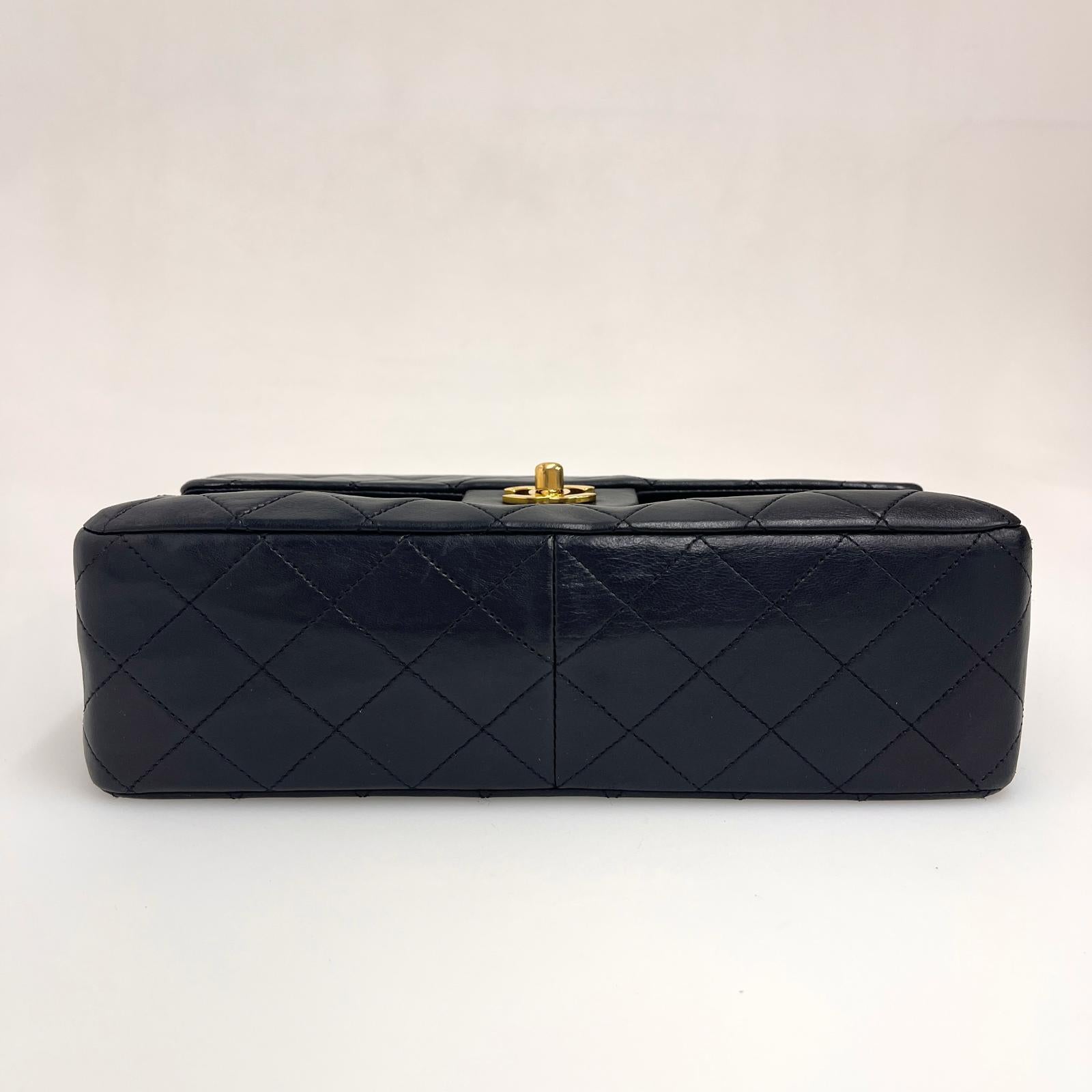Chanel Borsa Vintage Timeless Classica 25 Doppia Patta a Due Vie in Pelle Nera